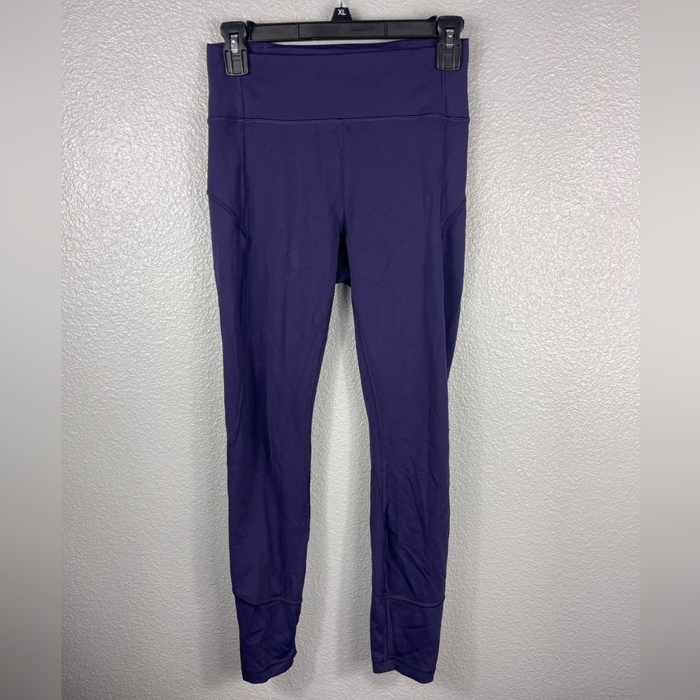 Lululemon 7/8 Ankle Leggings Activewear Pants Purple Waistband Pocket Womens 6 - Picture 2 of 7
